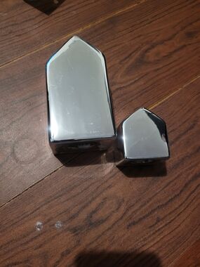 Set of Two Silver Chrome Decorative House Accent Pieces